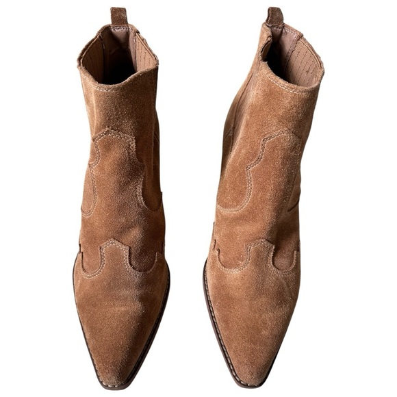 Sam Edelman western suede ankle booties – tan/camel, pointed toe, block heel, 8. - Picture 2 of 11